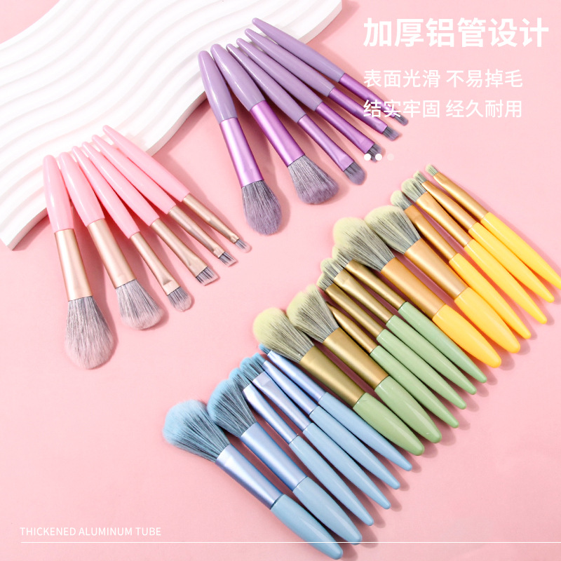 6-piece makeup brush set for beginners: Little Purple Sweet Potato Clear Sky Series Loose Brush PVC Complete Eyeshadow brush beauty tools details Picture