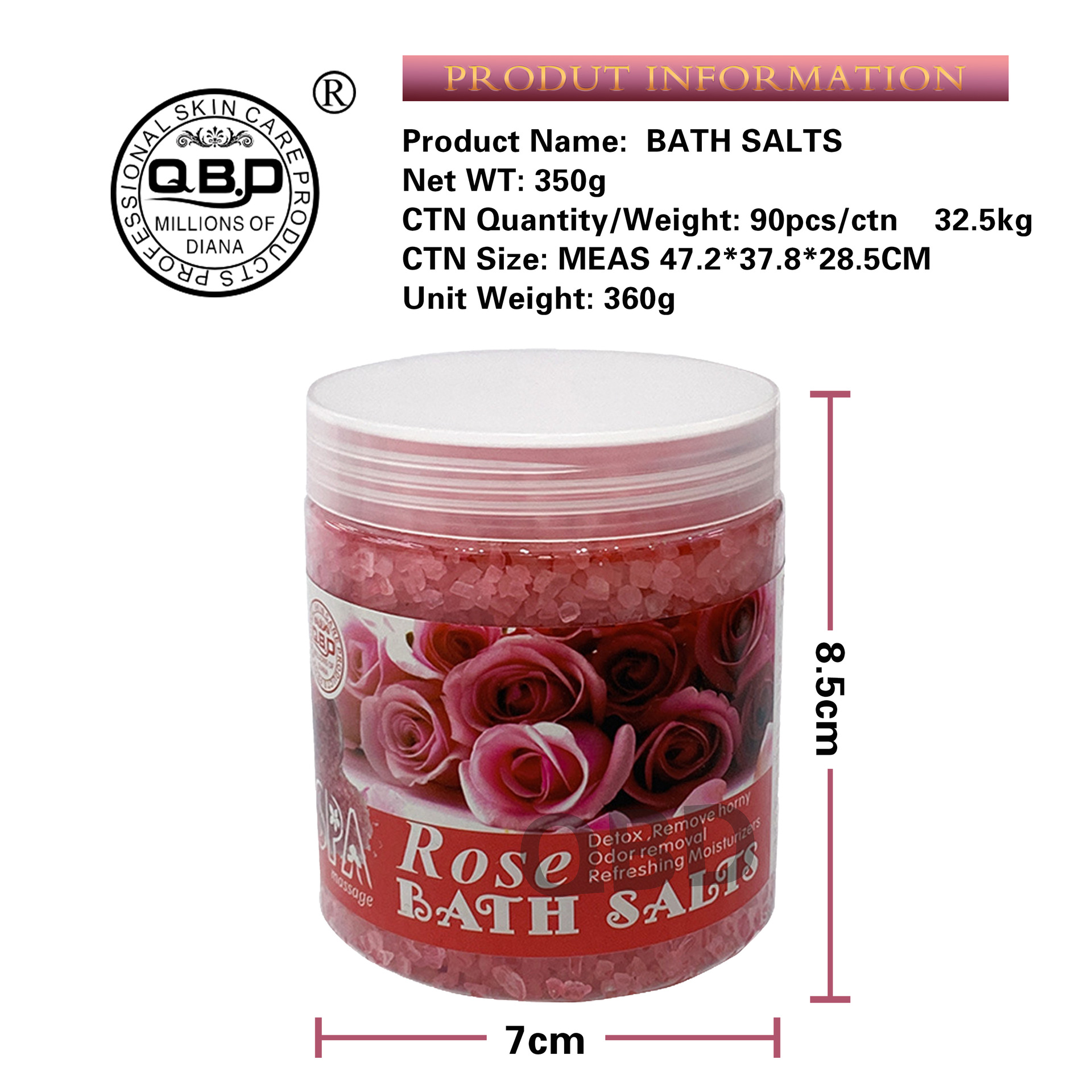 Cross-border exclusive scrub crystal salt, scented bath, coarse salt for exfoliation and chicken skin removal, sea salt for bathing and foot soaking 350g Item Picture