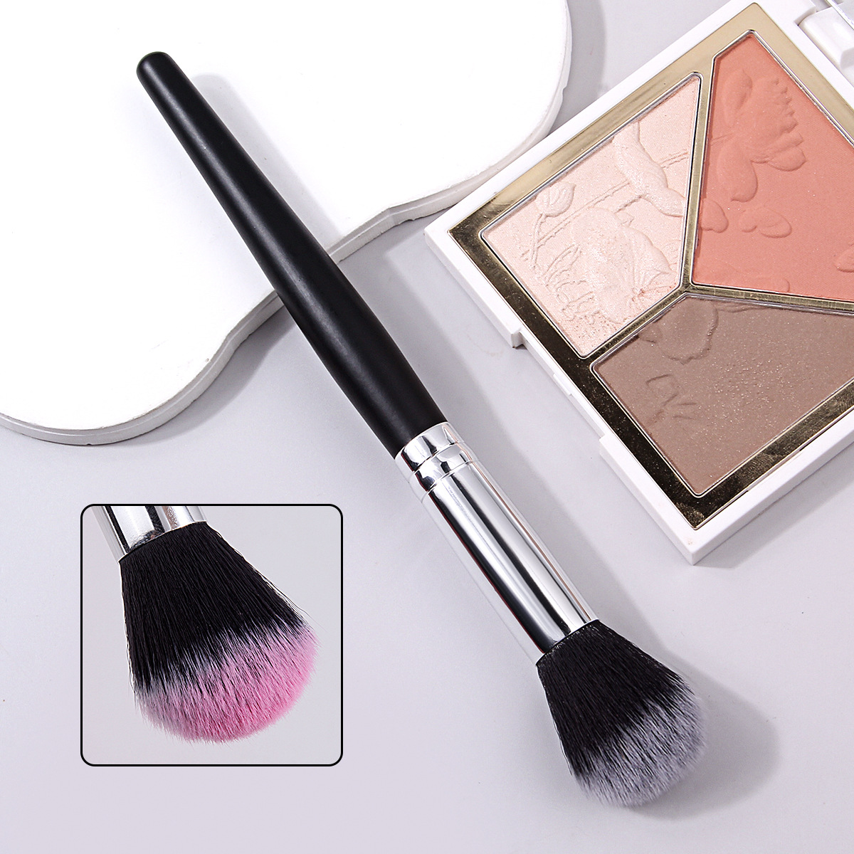 Cross-border bestsellers: Makeup brush, blush brush, multi-functional high-gloss powder contour brush, wooden handle single soft bristle makeup brush details Picture