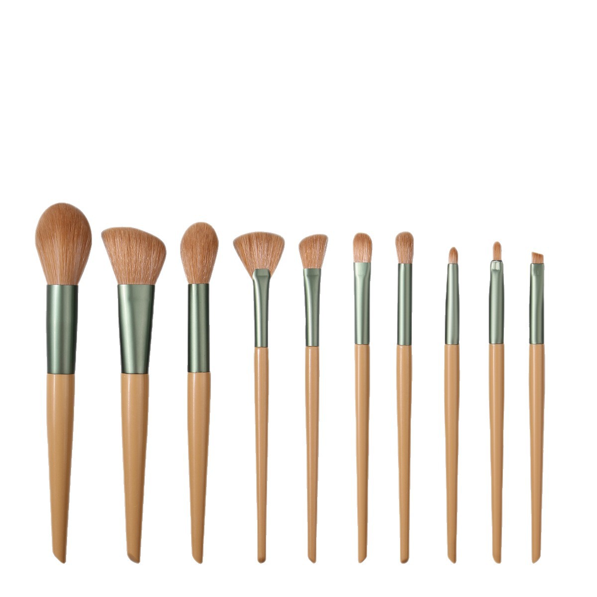 Beginner's 10-piece makeup brush set, soft triangular powder puff, PU leather portable makeup bag, complete set of beauty tools Item Picture