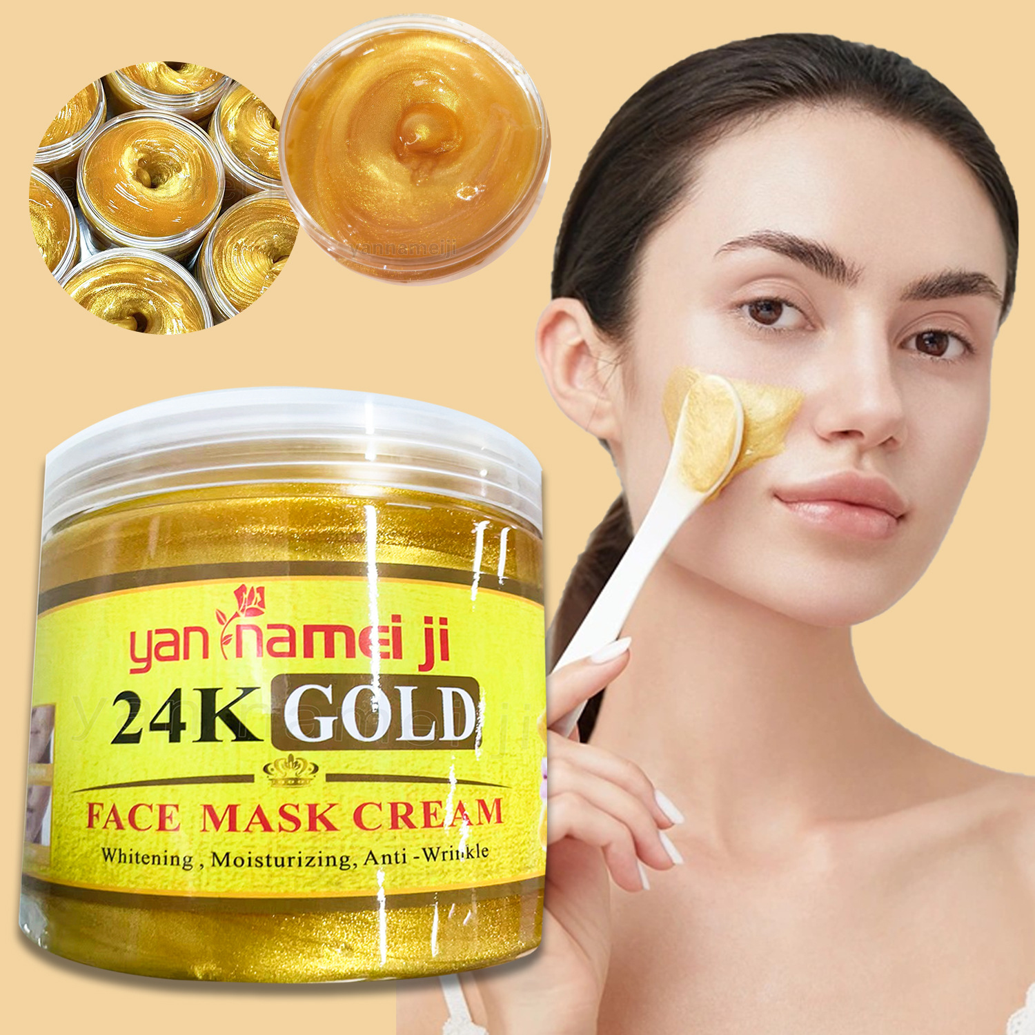 Cross-border exclusive 24K gold mask for moisturizing, hydrating, Repairing and cleansing, 600g export wholesale Specification drawing