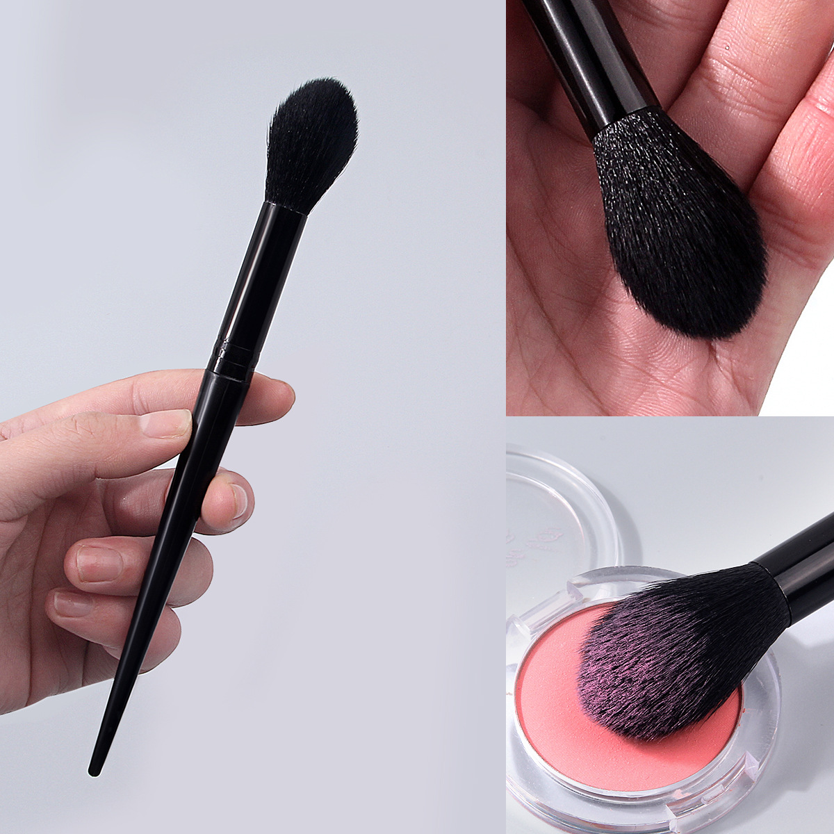 Hot-selling single brush, black flame blush brush, highlighter brush, soft bristle shadow contouring brush, makeup tool, makeup brush details Picture