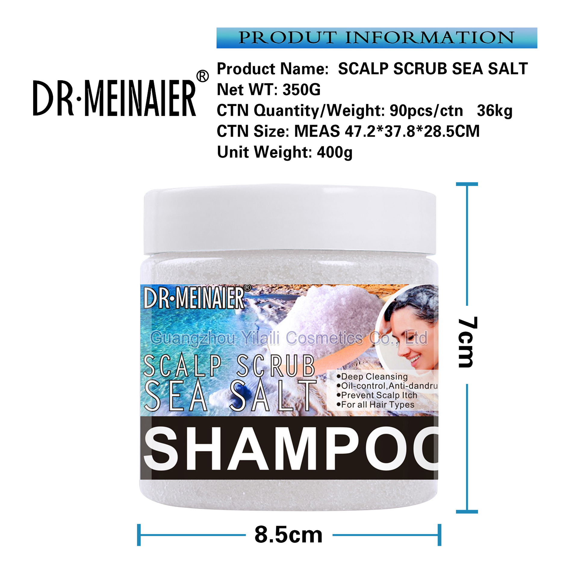 Cross-border sea salt scrub, oil-control, scalp cleansing, scalp puffing shampoo, scalp shampoo with rich foam Item Picture