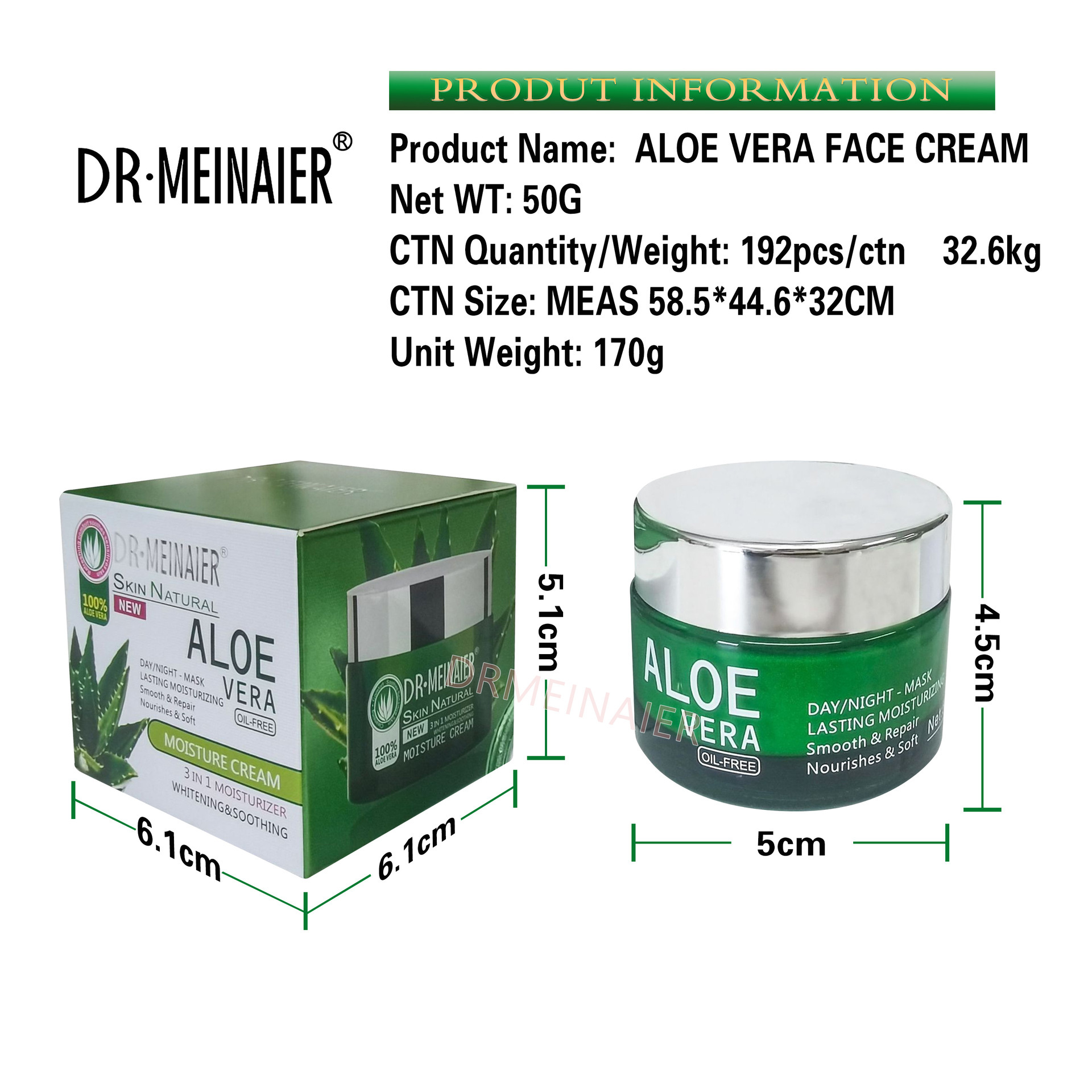 Cross-border Aloe Vera Facial Care and skin care set, hydrating and moisturizing essence, Nourishing and repairing cream, toning skin wholesale Specification drawing
