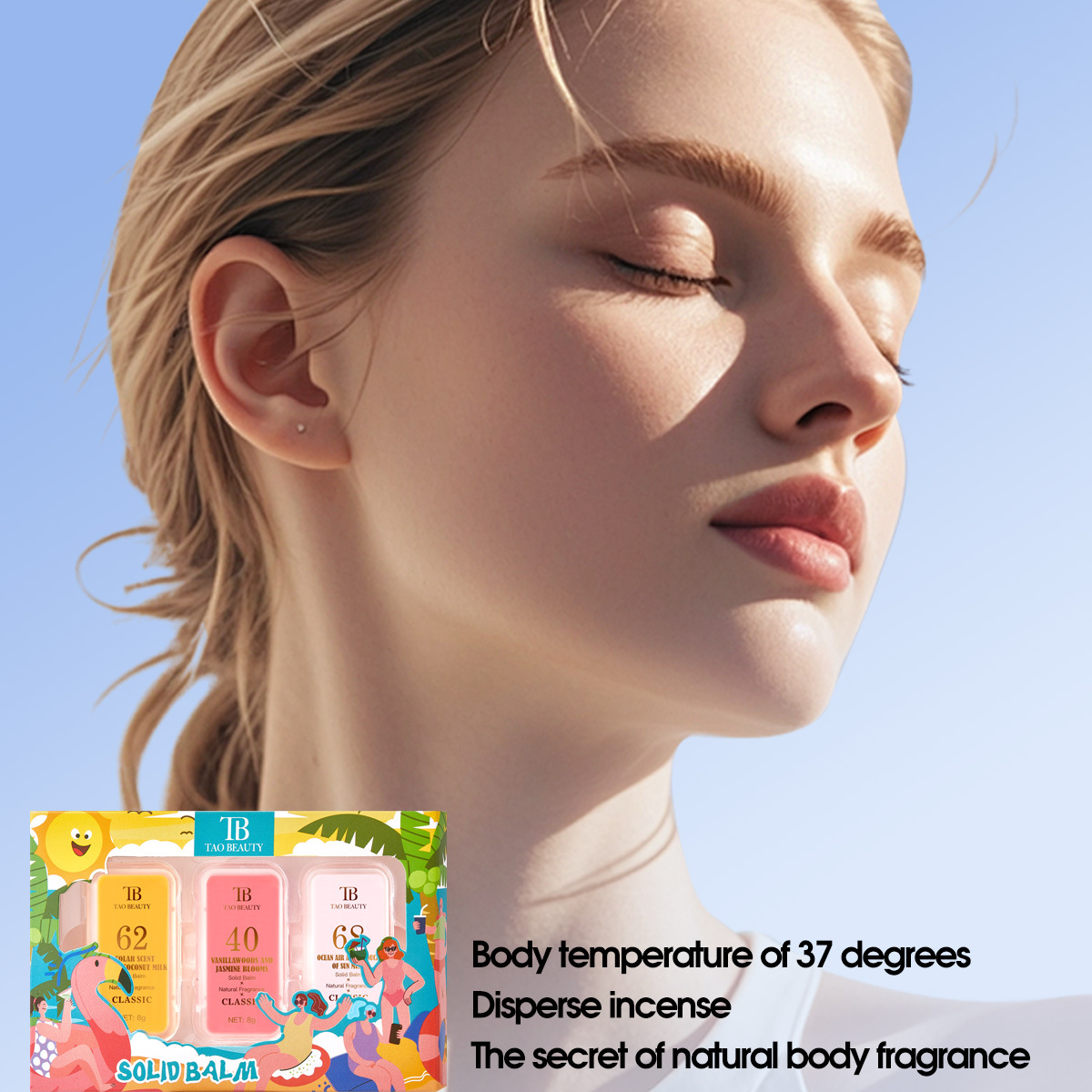 Cross-border exclusive Tao Beauty Digital Solid Perfume Balm Set Box Long-lasting Fragrance Solid Perfume Body Balm Bestseller Application Scenario