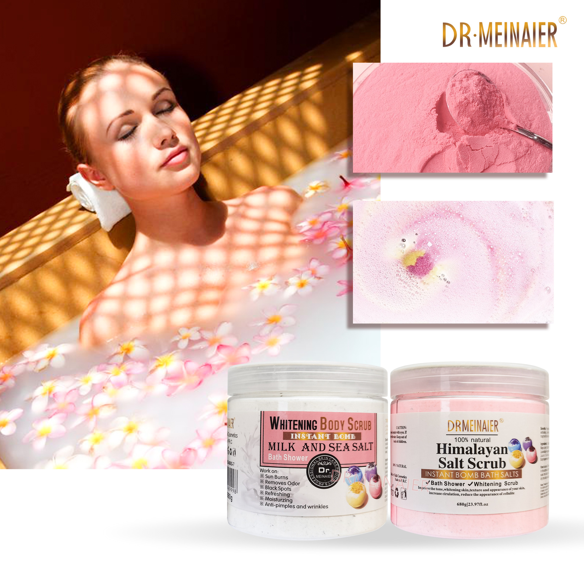 Cross-border Explosive Petal Bath Salt Ball Bath Ball Nourishing and Moisturizing Skin Instant Bath Salt Bath Ball Bath Powder 680g details Picture