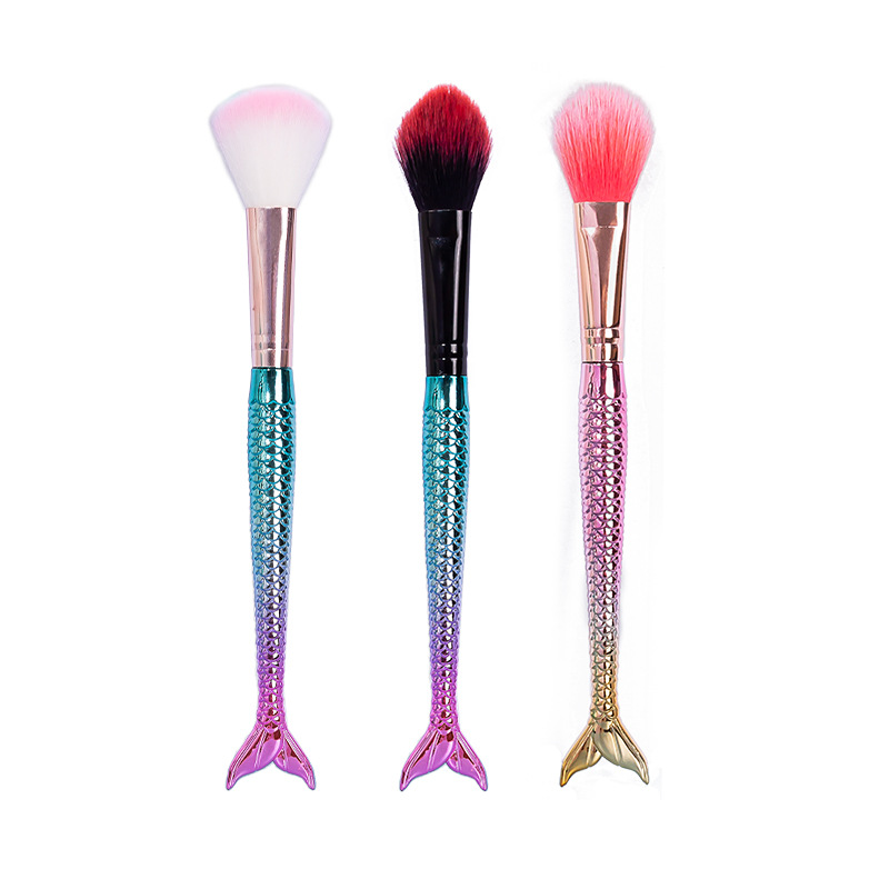 Single mermaid makeup brush, creative cartoon blush brush, beginner setting honey brush, portable beauty tool Item Picture