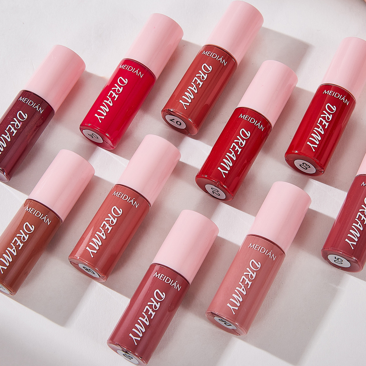 Cross-border exclusive Meidian Non-stick Lip Gloss 10-piece set Lip gloss brightens, moisturizes, does not smudge, lasts long and does not fade easily details Picture