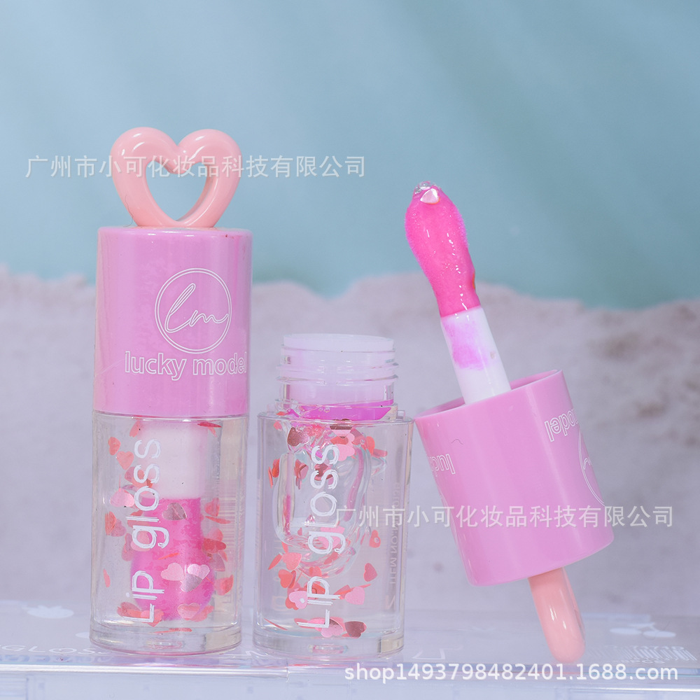 ML8013B Export [lucky model] Heart-shaped Sequin Color-changing Moisturizing Lip Oil MAGIC LIPOIL Specification drawing