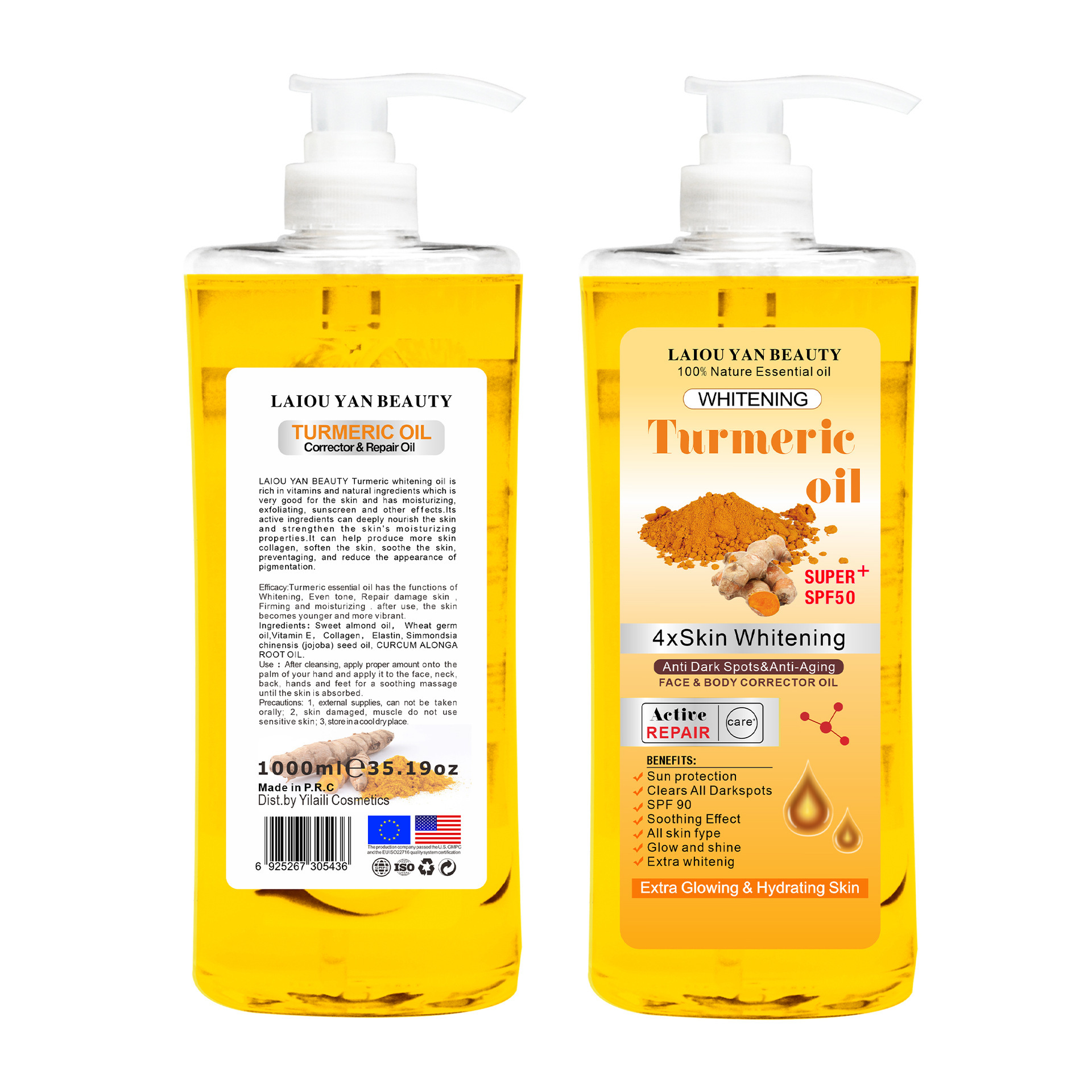 Cross-border turmeric essential Oil Facial Moisturizing Essential Oil full-body Massage Oil Heating and Meridian Unblocking Massage Export wholesale Specification drawing