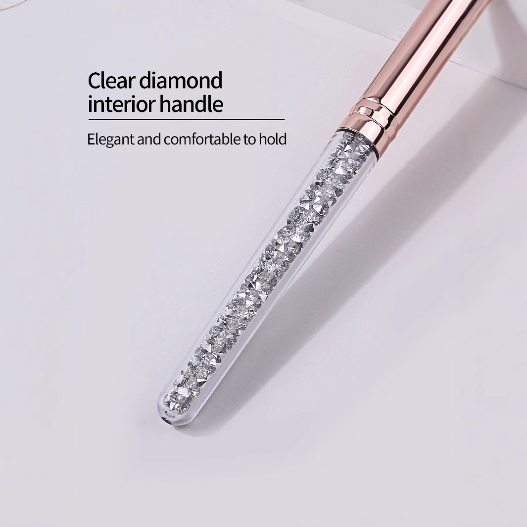 Hot-selling crystal diamond-handled makeup brushes, soft bristles, blush brushes, highlighter brushes, portable makeup tools, in stock for direct sale Specification drawing