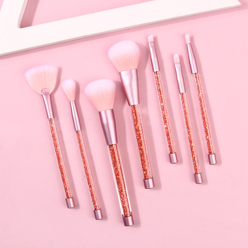Beginner's beauty tools: 7-piece water diamond makeup brush set, soft bristle portable seven-color brush in stock, facial beauty brush details Picture