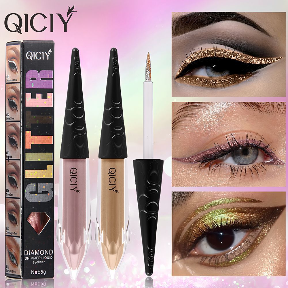 Cross-border exclusive QICIY+ 6-color pearlescent sparkling eyeliner, waterproof, oil-proof, quick-drying, easy to remove, no smudging, long-lasting full figure