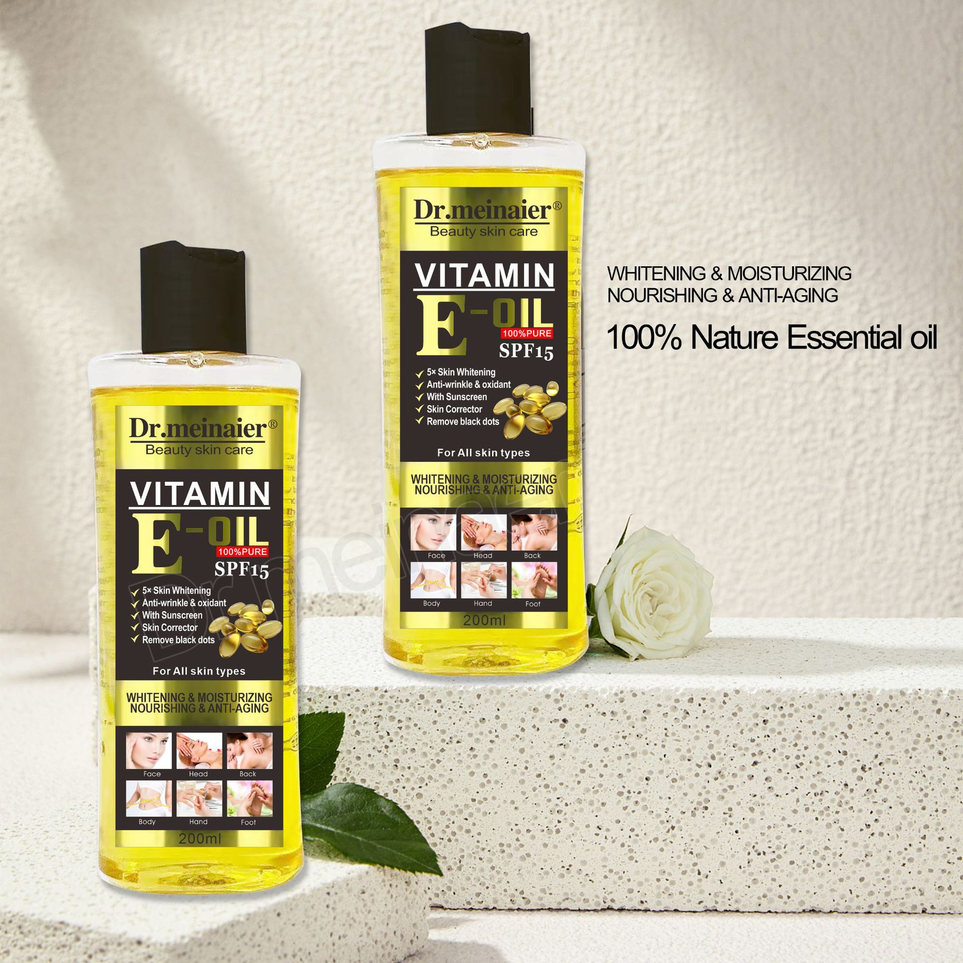 Cross-border essential oil export VC Vitamin E oil Facial and body care moisturizing and hydrating Massage Darkening natural SPA moisturizing oil Application Scenario