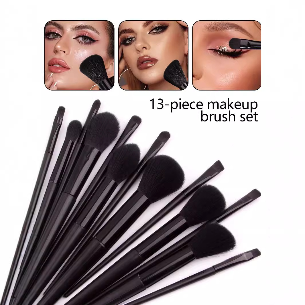 Factory direct sales of high-end 13-piece makeup brush sets in stock, affordable loose powder, foundation, liquid makeup, sponge egg powder puff details Picture