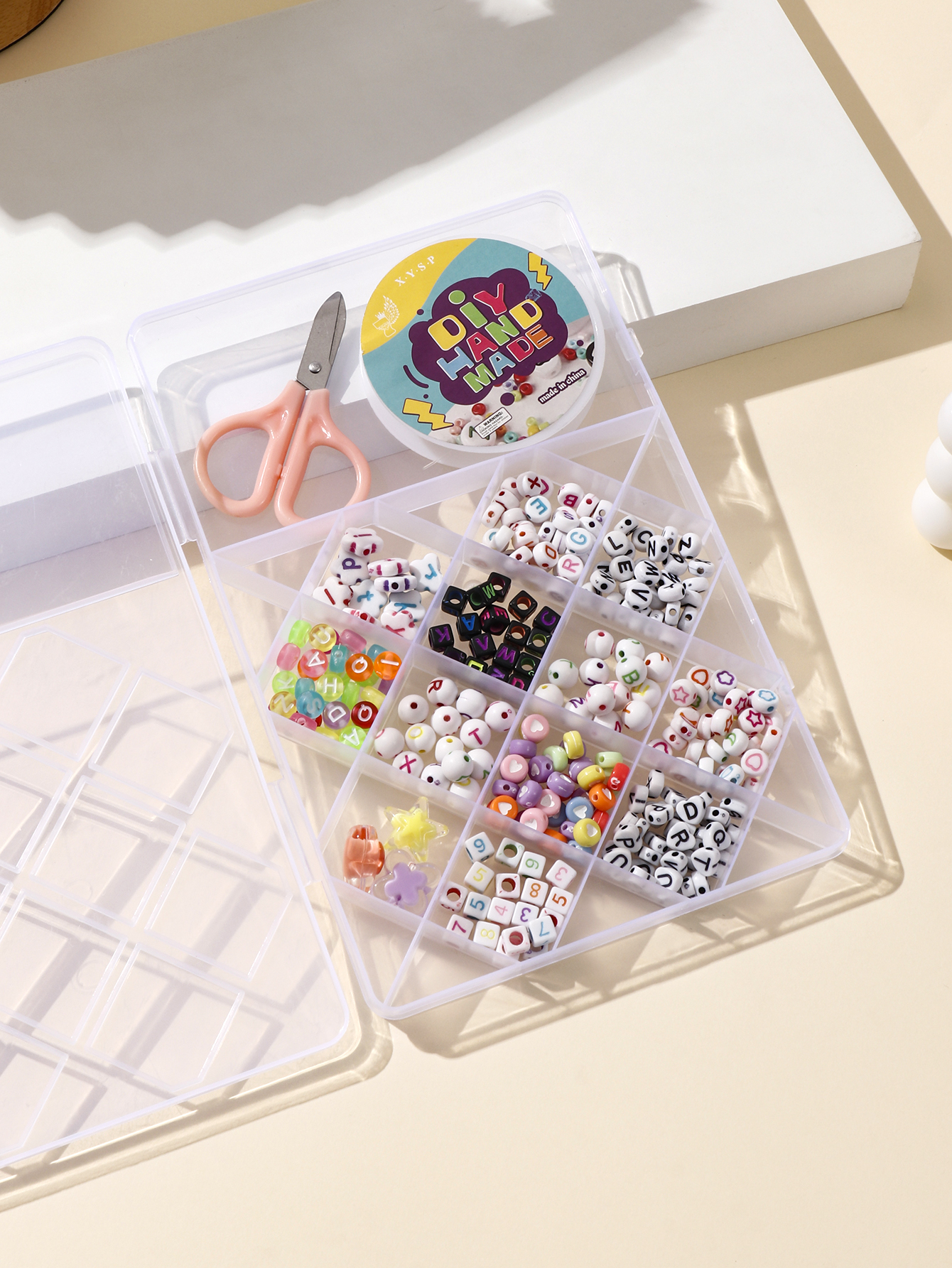 Cross-border chain bead toy necklace bracelet with beads, children's bead stringing, girls' diy handmade set box with 13 compartments details Picture