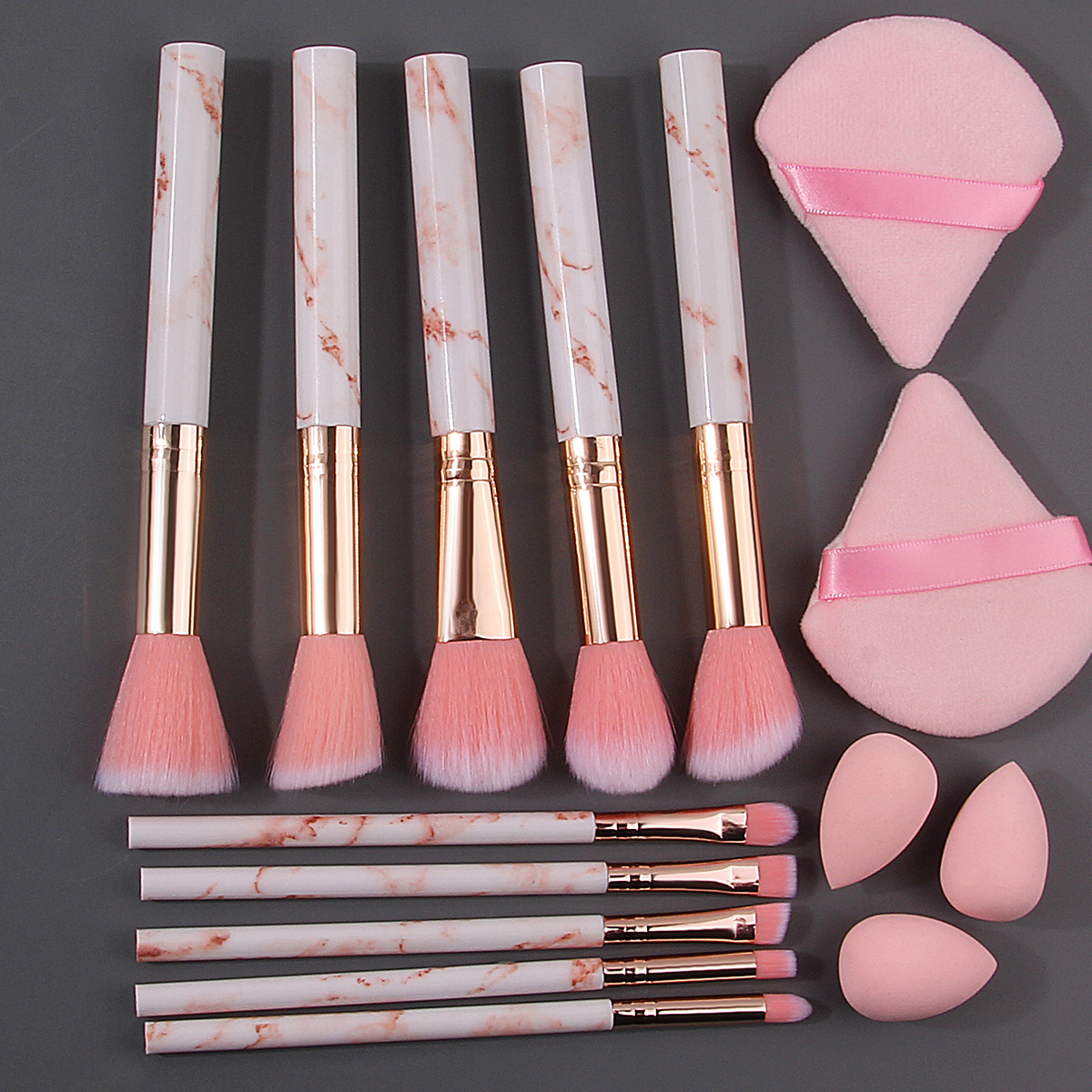 Manufacturer's in-stock marble makeup brush set, loose powder high-gloss brush, foundation brush, complete set of beauty tools for beginners Specification drawing