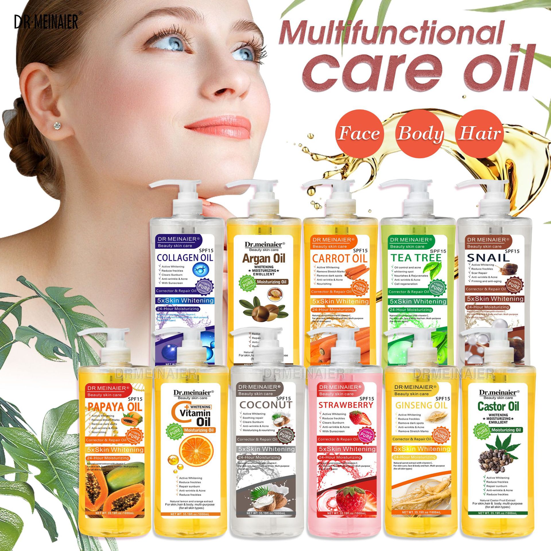 Cross-border Facial Moisturizing Jojoba Oil Body Massage Essential Oil Heating and Meridian Unblocking Massage Oil 1000ml full figure