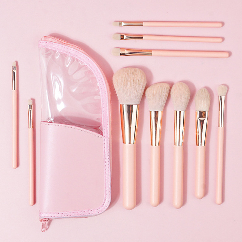 10-piece makeup brush set, zipper packaging, makeup brush, makeup bucket, eyeshadow brush, soft bristle loose powder brush, portable set brush full figure