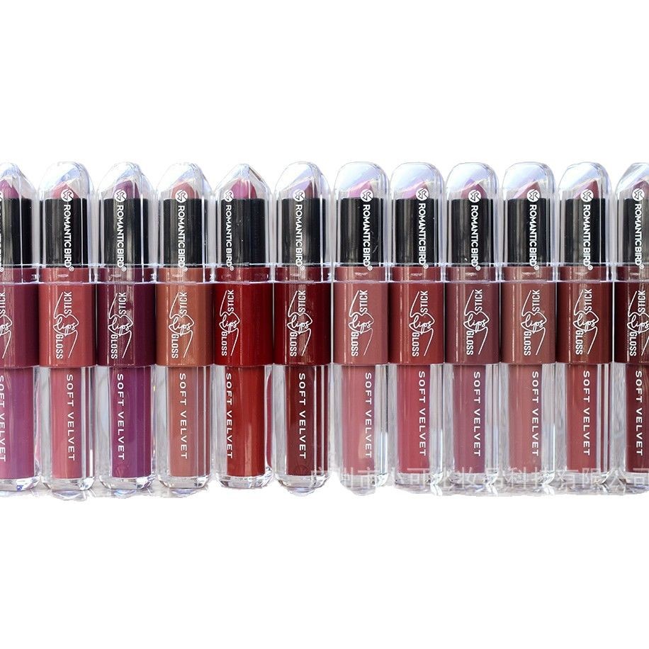New matte lip gloss and lipstick Double Head [ROMANTIC BIRD] RB299 two-in-one set Item Picture