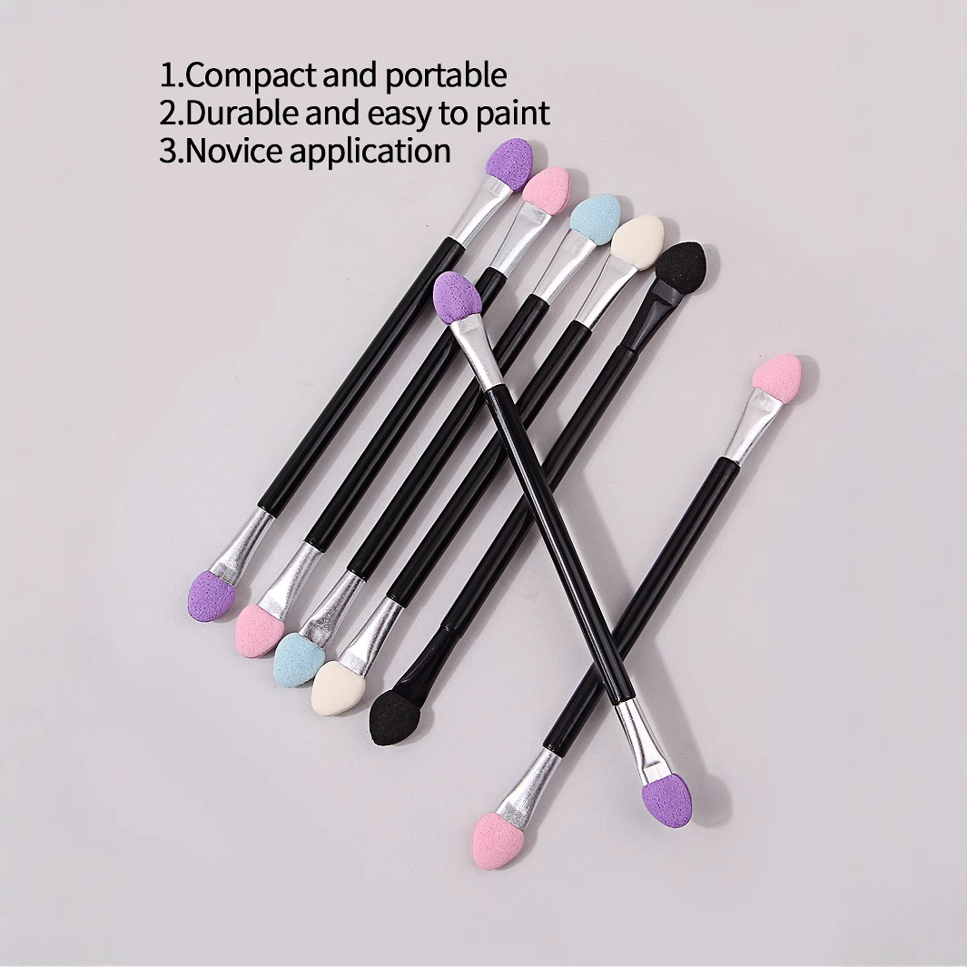 Hot-selling makeup brushes mixed with double-headed sponge eyeshadow brushes, compact and portable eyeshadow sticks, eye makeup brushes in stock for wholesale Specification drawing