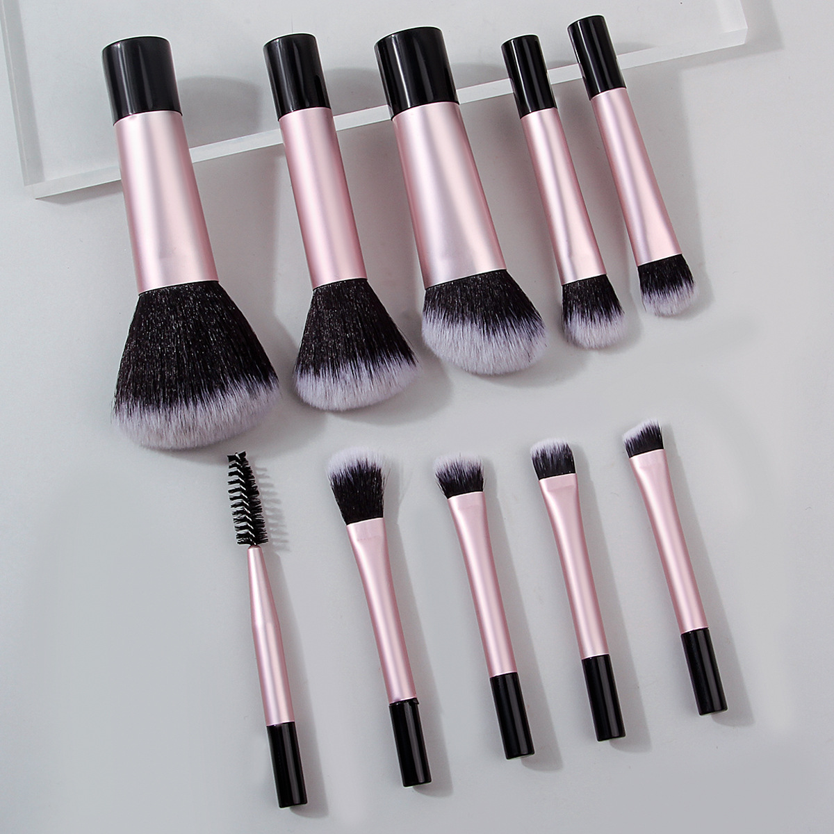 Cross-border best-selling mini 10-piece makeup brush set, short-handled brush, eyeshadow brush, loose powder brush, portable makeup brush direct supply Specification drawing