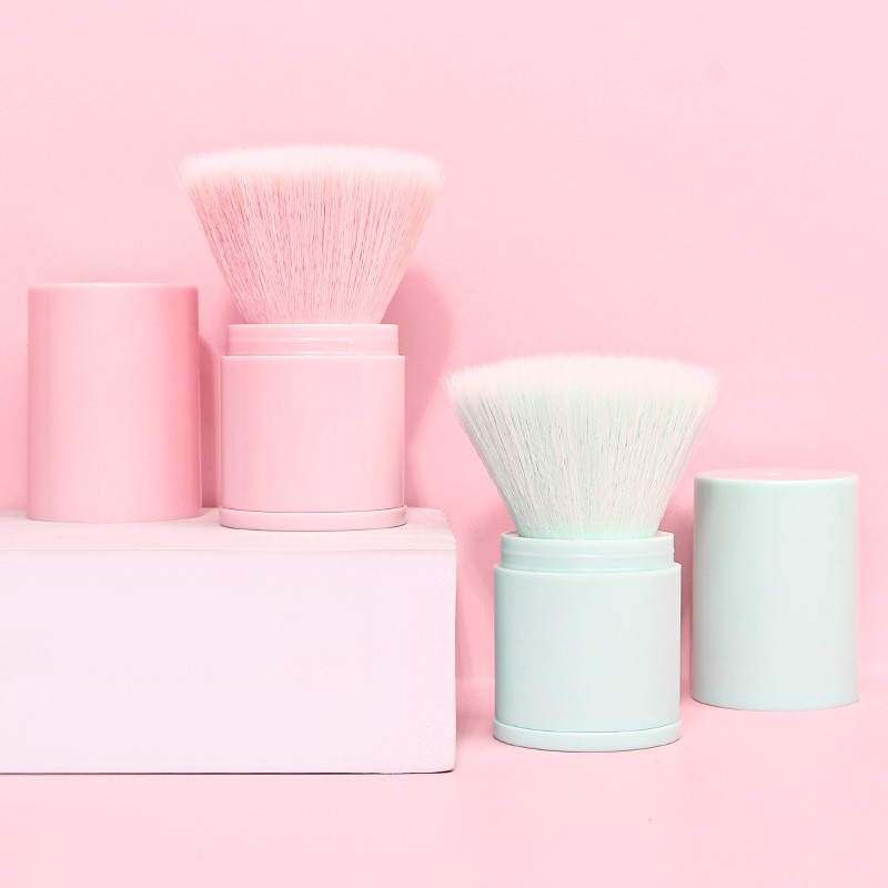 Large-sized super soft powder brush, honey brush, setting makeup, short-handled portable telescopic cover blush brush, multi-functional makeup brush full figure