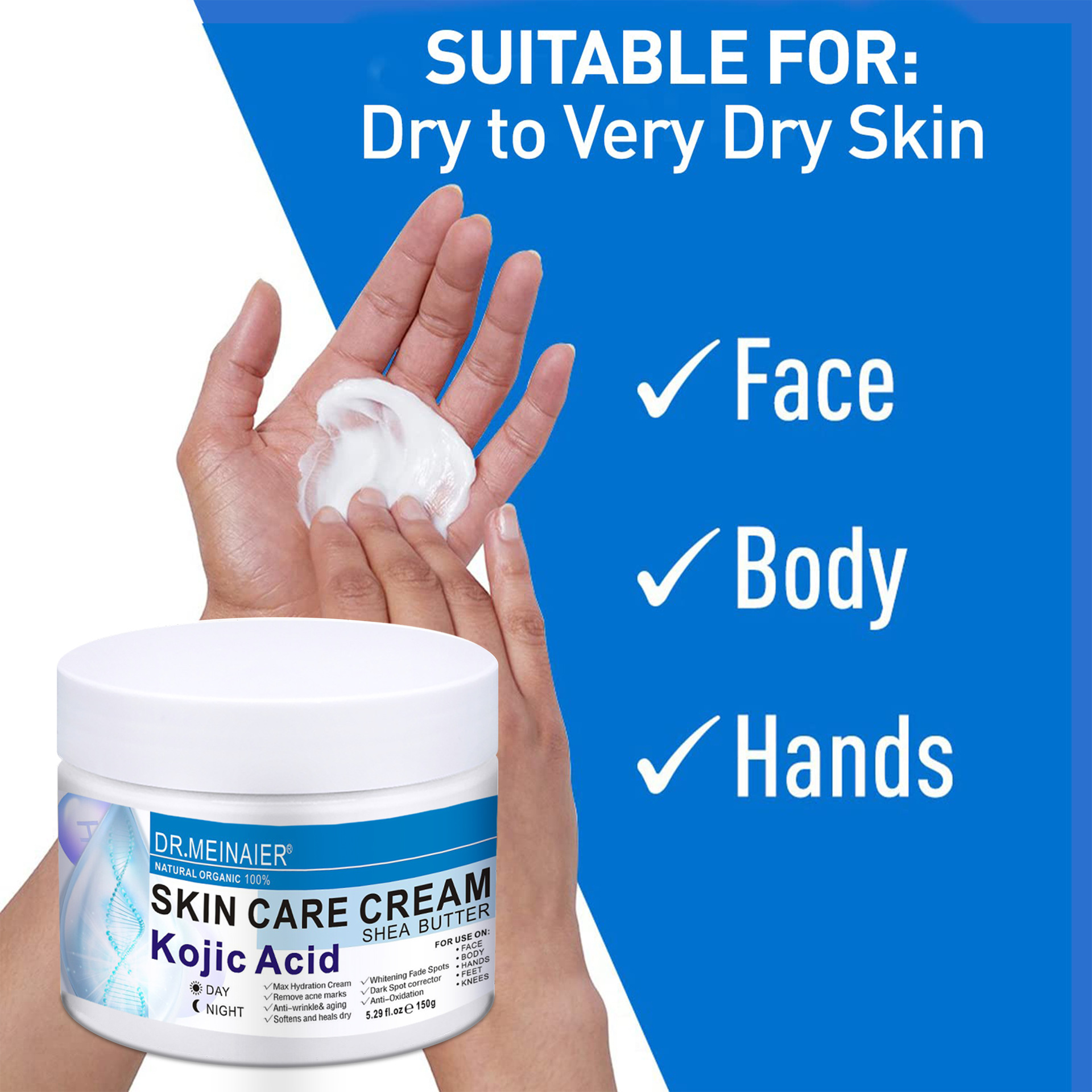 Cross-border Koji Acid Face Cream 150g Vitamin C Moisturizing Cream nourishes, moisturizes, darkens, soothes, tightens, brightens, repairs and hydrates Application Scenario