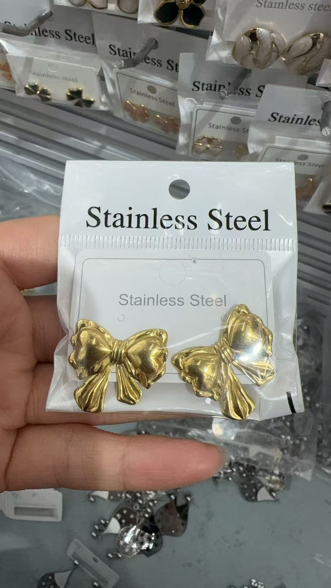 蝴蝶结耳钉夏季简约冷淡风茶系耳饰气质高级轻奢饰品跨境批发