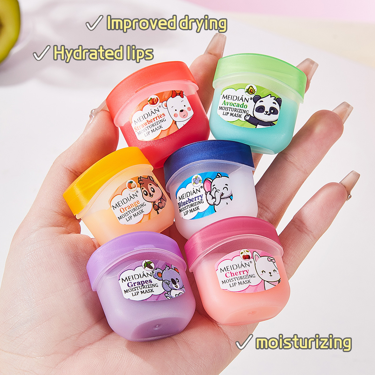 Cross-border exclusive Meidian 6-piece lip mask Lip Color Hydrating, Moisturizing and reducing lip Lines Set for hydrating and moisturizing details Picture