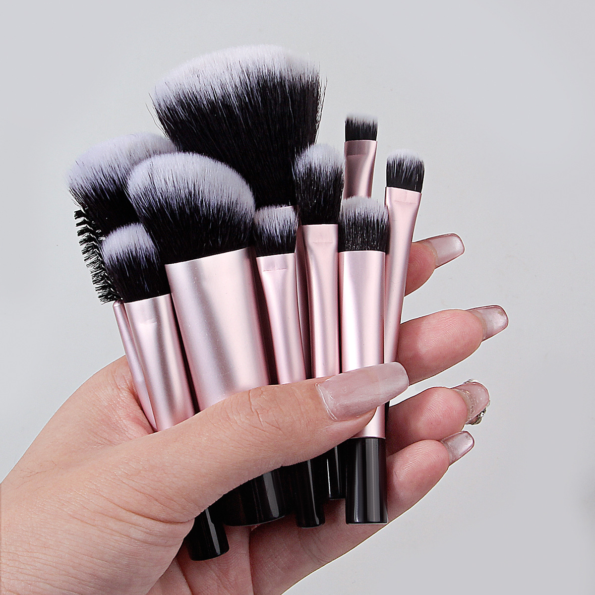 Cross-border best-selling mini 10-piece makeup brush set, short-handled brush, eyeshadow brush, loose powder brush, portable makeup brush direct supply details Picture