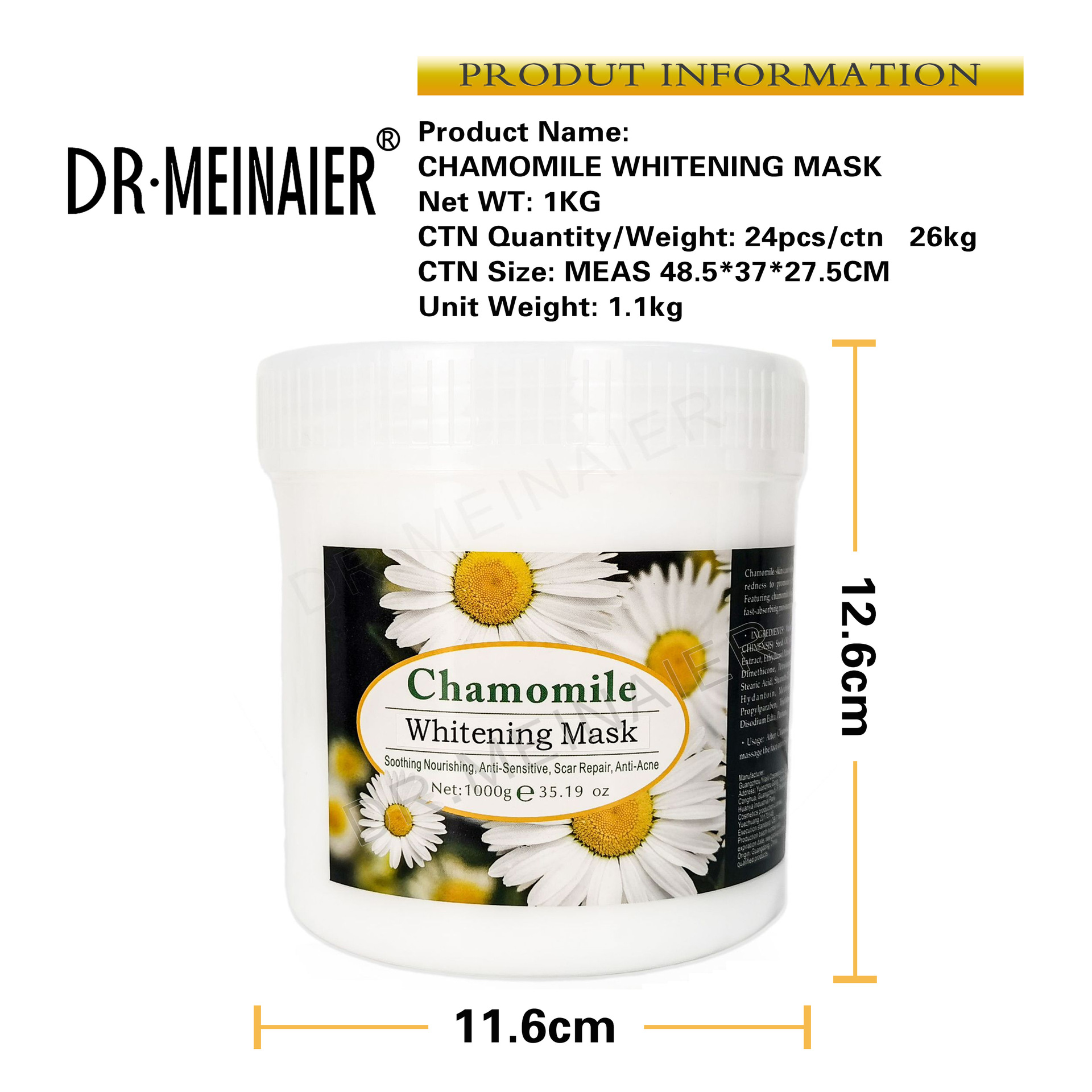 Wholesale and export of cross-border chamomile brightening mask, paste, oil control, moisturizing, hydrating and moisturizing mask paste Item Picture