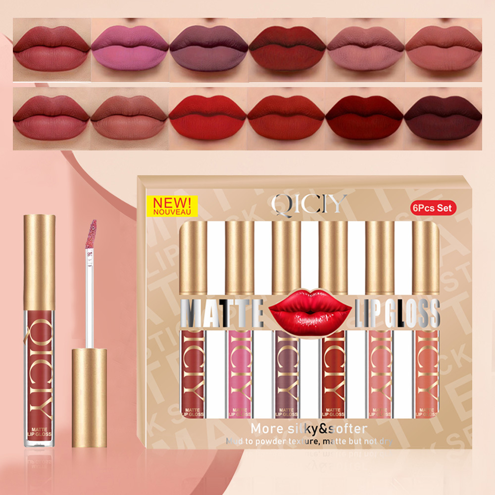 Cross-border exclusive QICIY Lip gloss set, matte, pearlescent, non-stick cup lip gloss, 11 colors of European and American best-selling lip gloss full figure