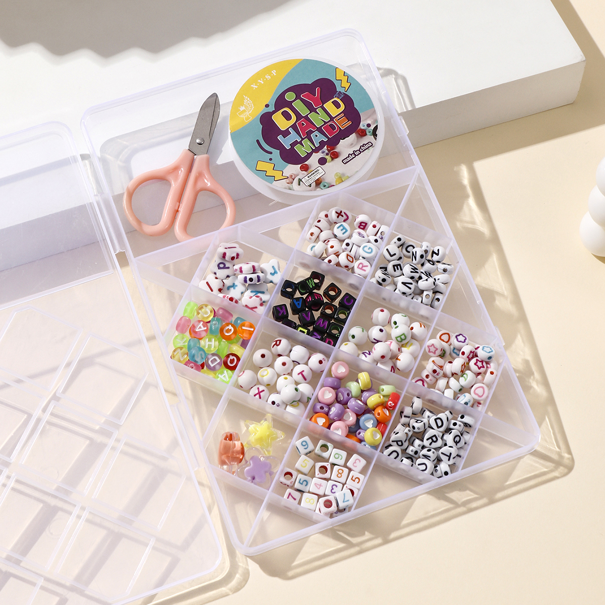 Cross-border chain bead toy necklace bracelet with beads, children's bead stringing, girls' diy handmade set box with 13 compartments Specification image