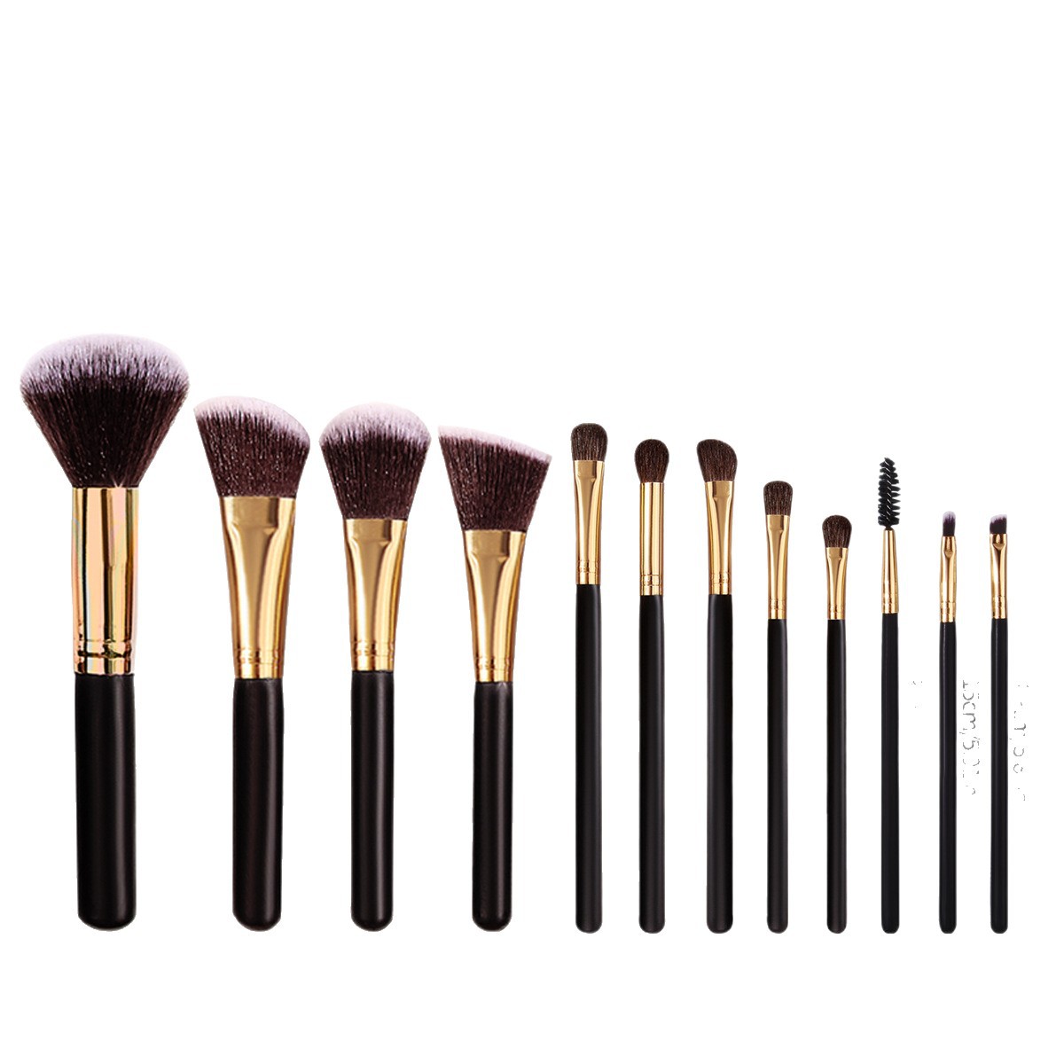 Travel set: 12 facial makeup brushes, soft bristle foundation, blush, eyeshadow brushes, portable retro brown envelope storage bag Item Picture