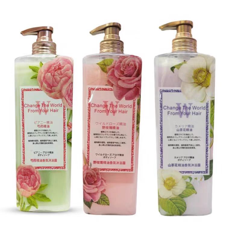 Wild Rose Camellia and Peony Essential Oil Scented Body Wash for Cleansing, Moisturizing, Hydrating and Skin Care Family Set 1L pic 5