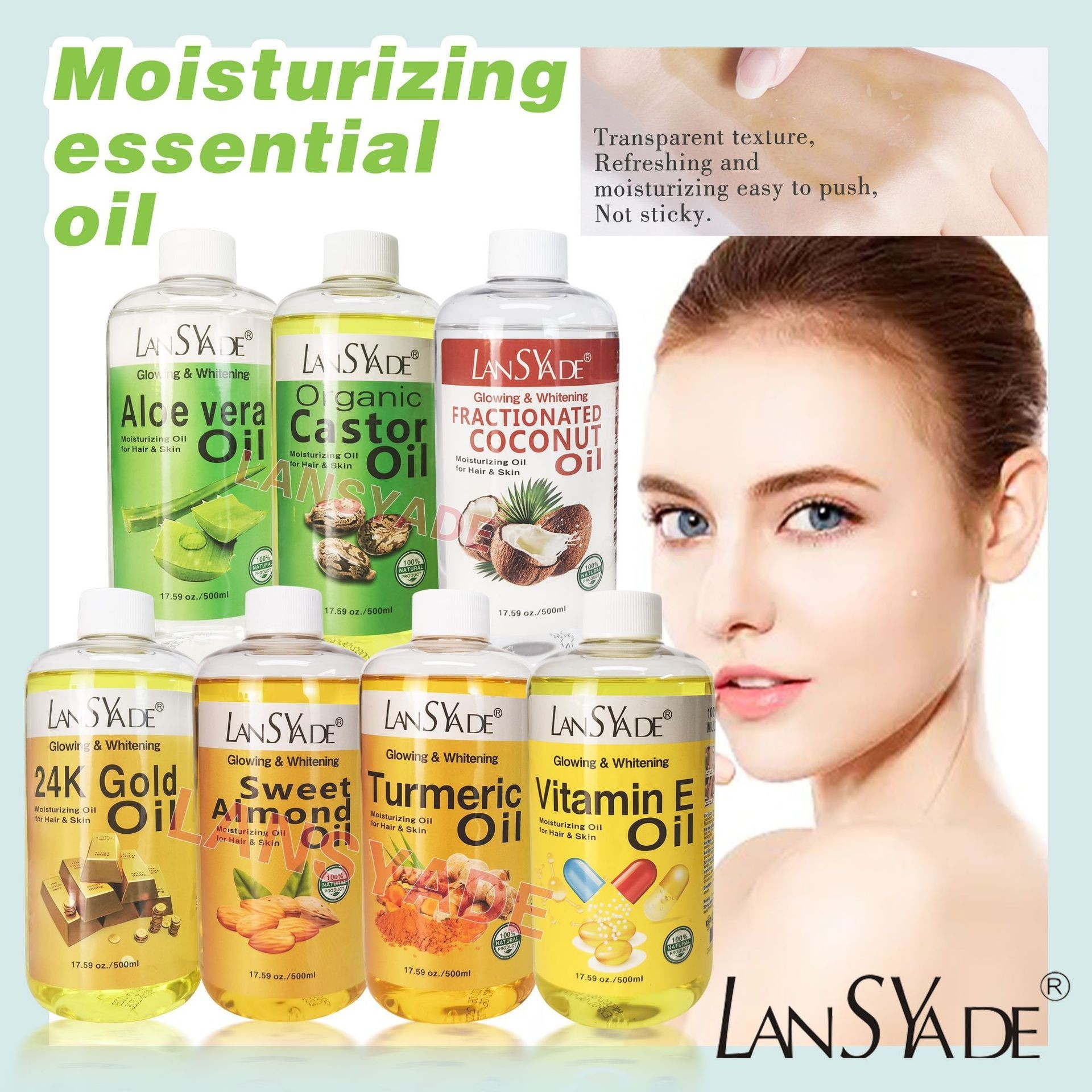 Cross-border moisturizing essential oil firming face and body SPA moisturizing skin gua sha massage turmeric Almond coconut oil full figure