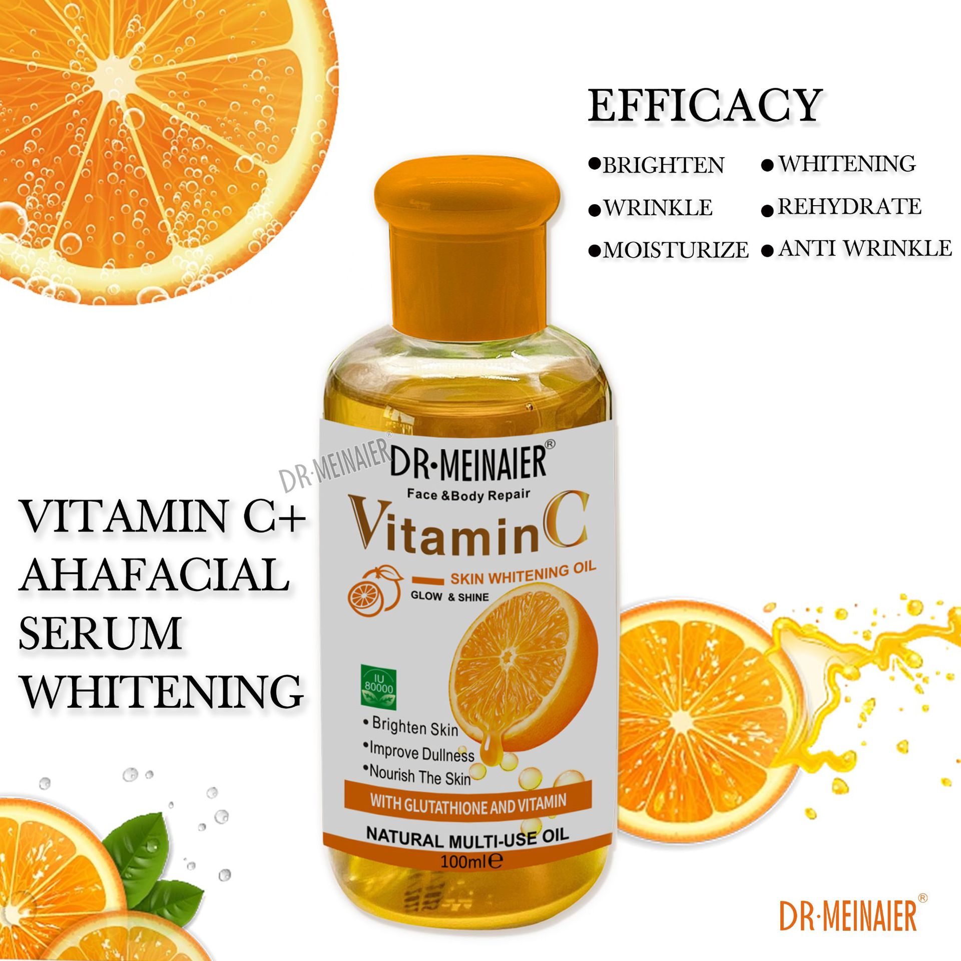 Foreign trade VC essential Oil Brightening and Moisturizing Vitamin C Plant Oil Facial and Body Hair Care VC Massage Oil 100ml Specification drawing