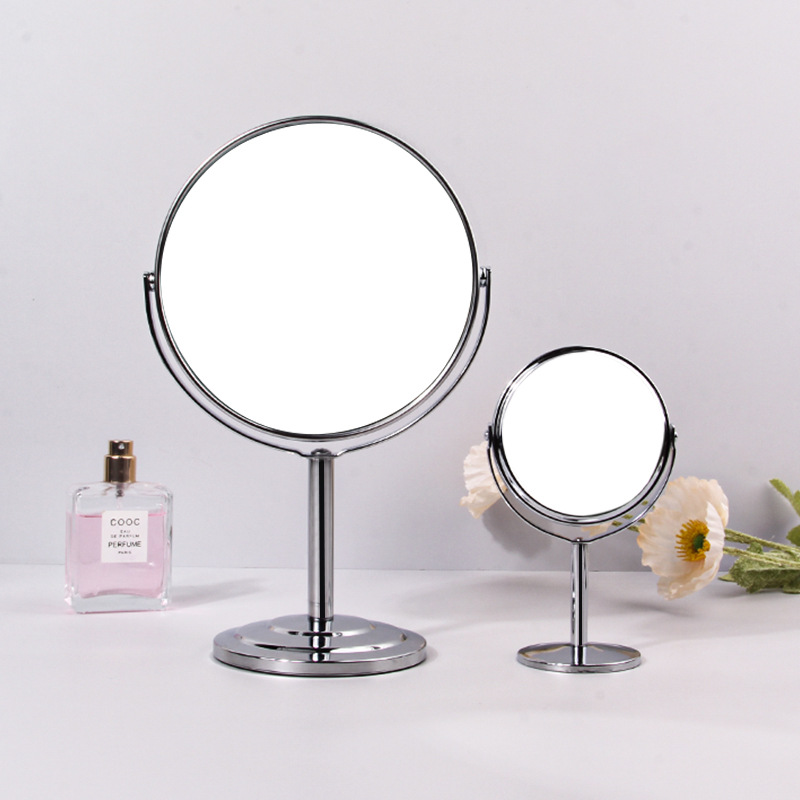 Double-sided desktop touch-up makeup mirror, desktop high-definition magnification beauty mirror, round dormitory student dressing mirror, simple and elegant Specification drawing