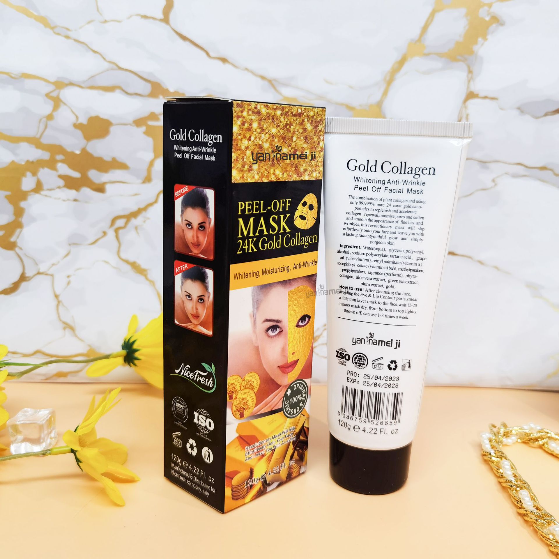 Cross-border trade 24K Gold Mask Bone Collagen Hydrating Peel-off Nasal Mask Patch Brightening Skin tone Wholesale 120g Application Scenario