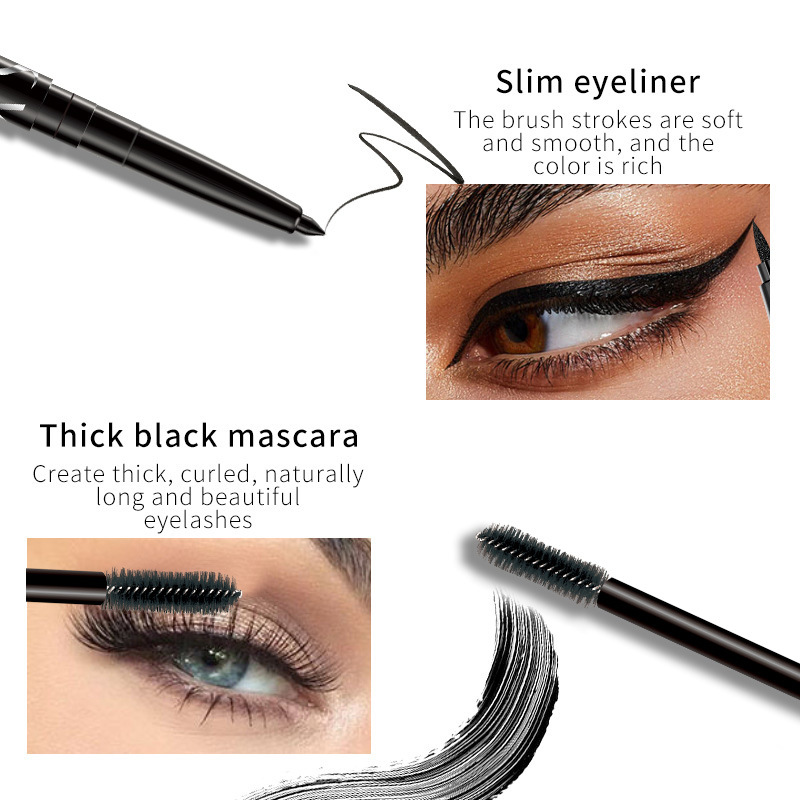 【 Mascara + Eyeliner Pen 】QICIY Cross-border Amazon Best-selling eyelash and eyeliner Set, Eye Makeup set wholesale Specification drawing