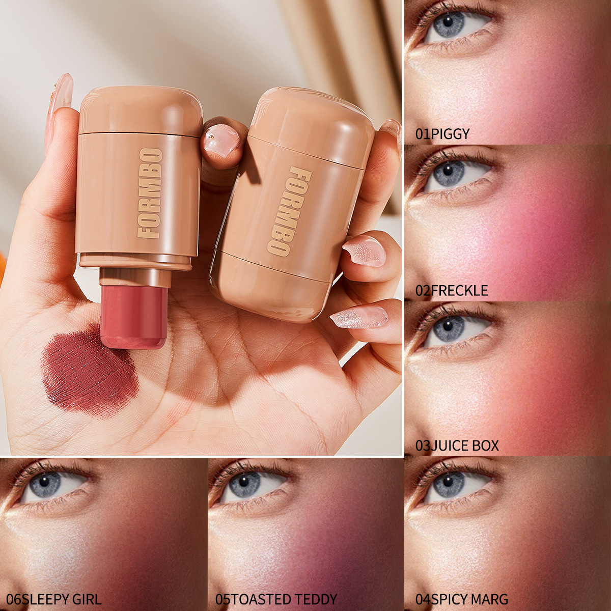 【 Cross-border Exclusive 】FORMBO Blush Stick, Cream and Rouge for eye and Cheek Contouring - Amazon Export full figure