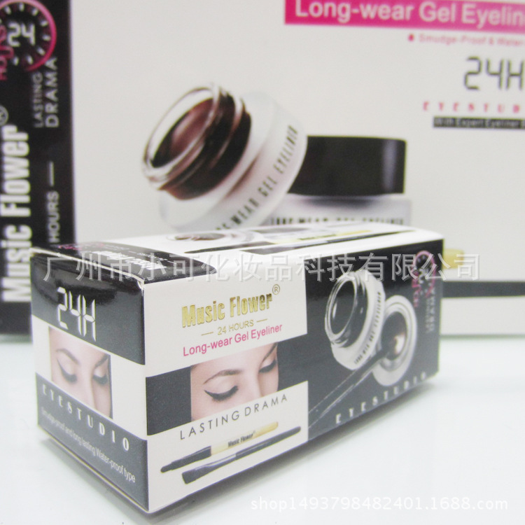 Only export [MUSIC FLOWER] M1007 black eyeliner cream, brown anti-sweat and non-smudging two-in-one details Picture
