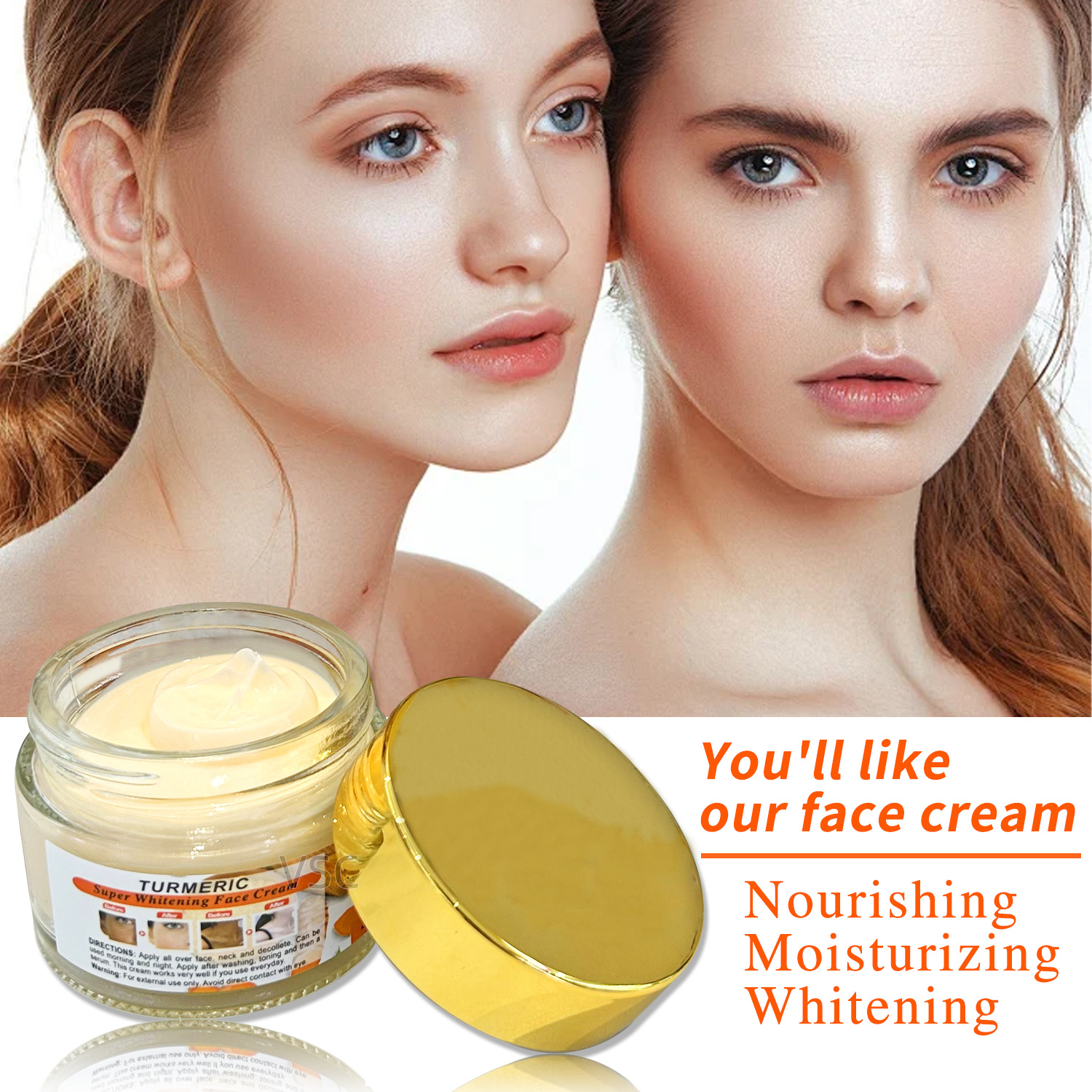 Cross-border Turmeric Collagen Cream 50g for reducing fine lines, brightening and firming the face, anti-wrinkle cream Specification drawing