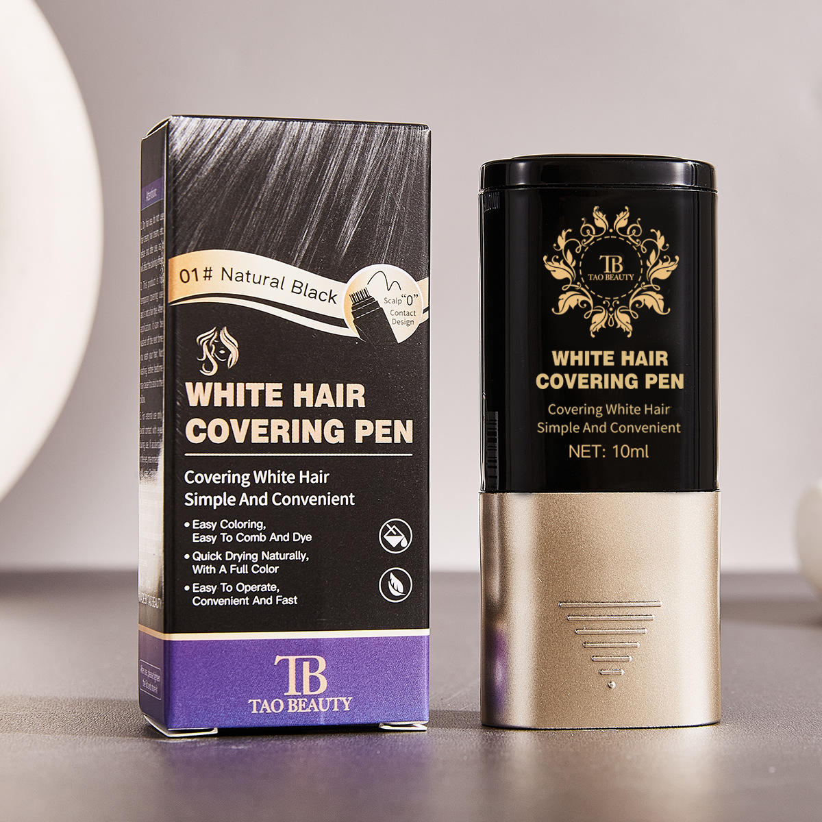 Cross-border bestseller Tao Beauty White Hair Covering Pen, disposable temporary color-matching hair care stick, hair care pen TEMU full figure