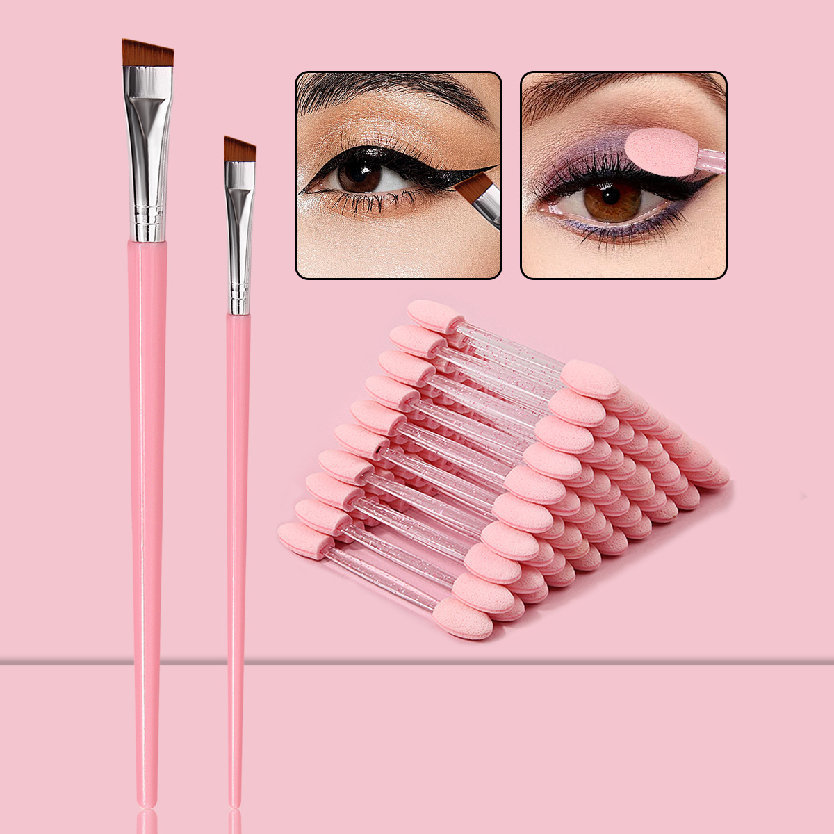 Angled eyeliner, eyebrow brush, eye brush, eyeshadow stick, double-headed crystal rod, sponge eyeshadow brush, smudging brush, factory direct sale full figure
