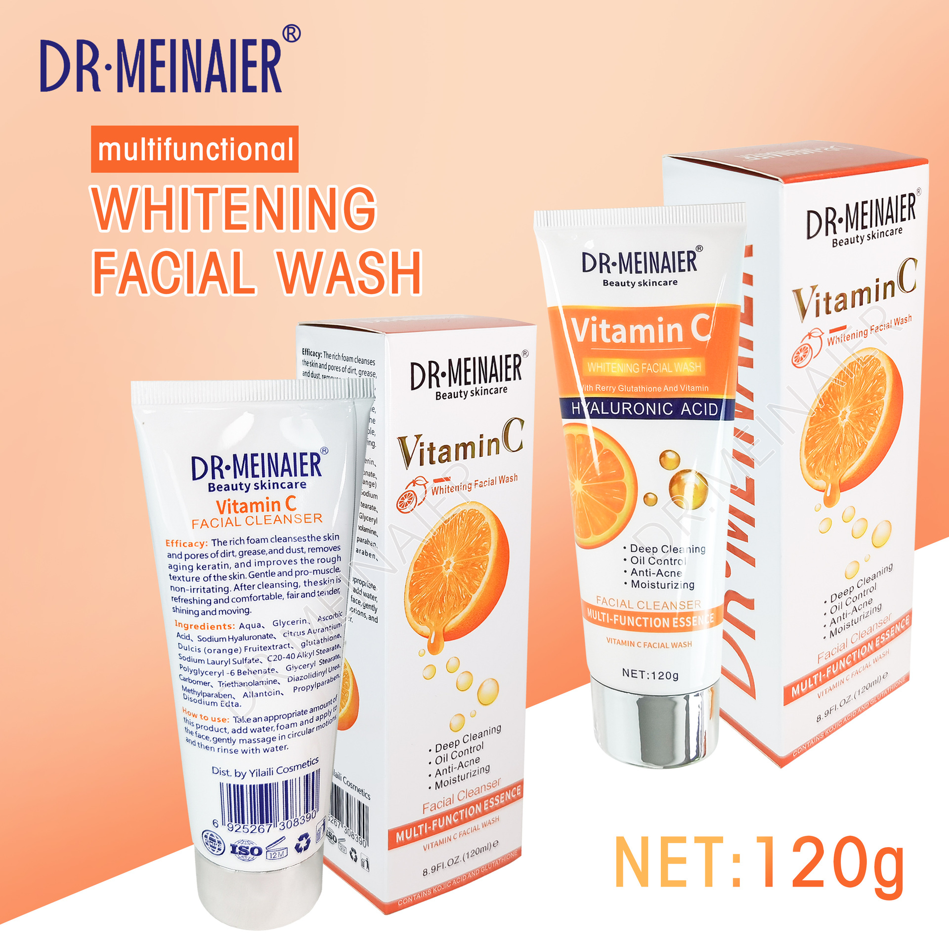 Cross-border VC facial cleanser for moisturizing and brightening, vitamin C facial cleanser for deep cleansing and nourishing, wholesale for export details Picture