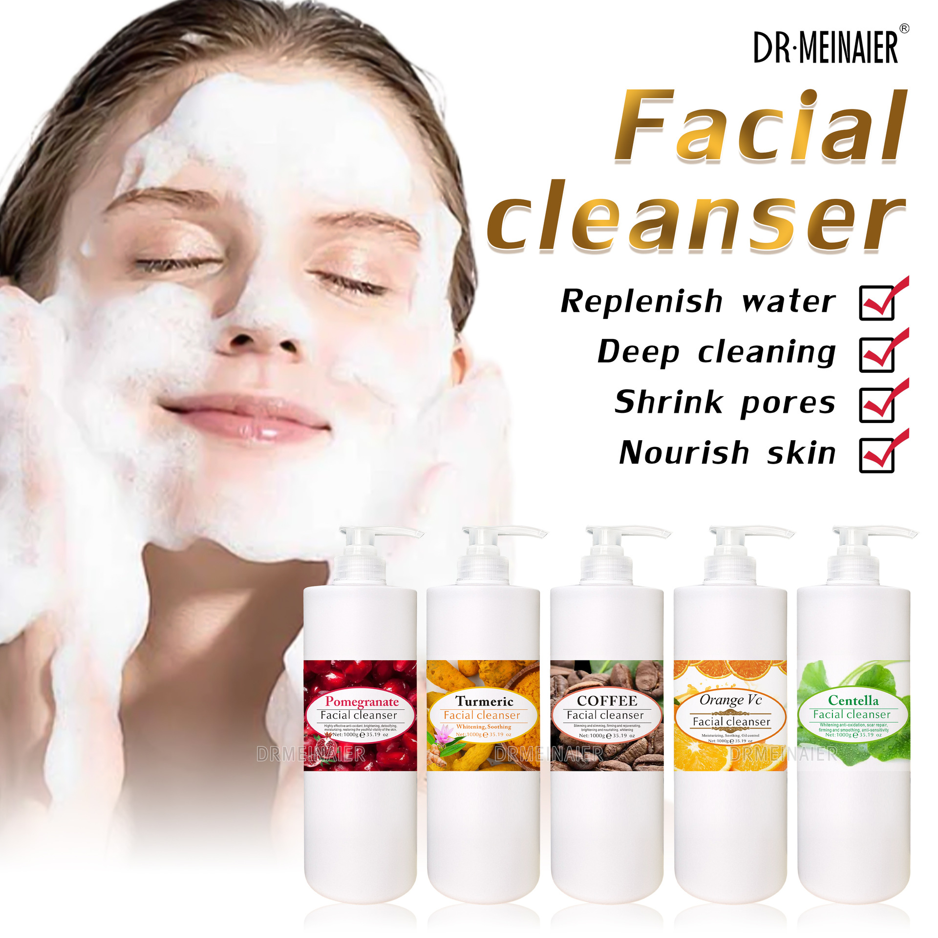Cross-border export facial cleanser: Gentle, soothing, refreshing and penetrating facial Cleanser. Factory wholesale for deep cleansing and moisturizing of the face full figure