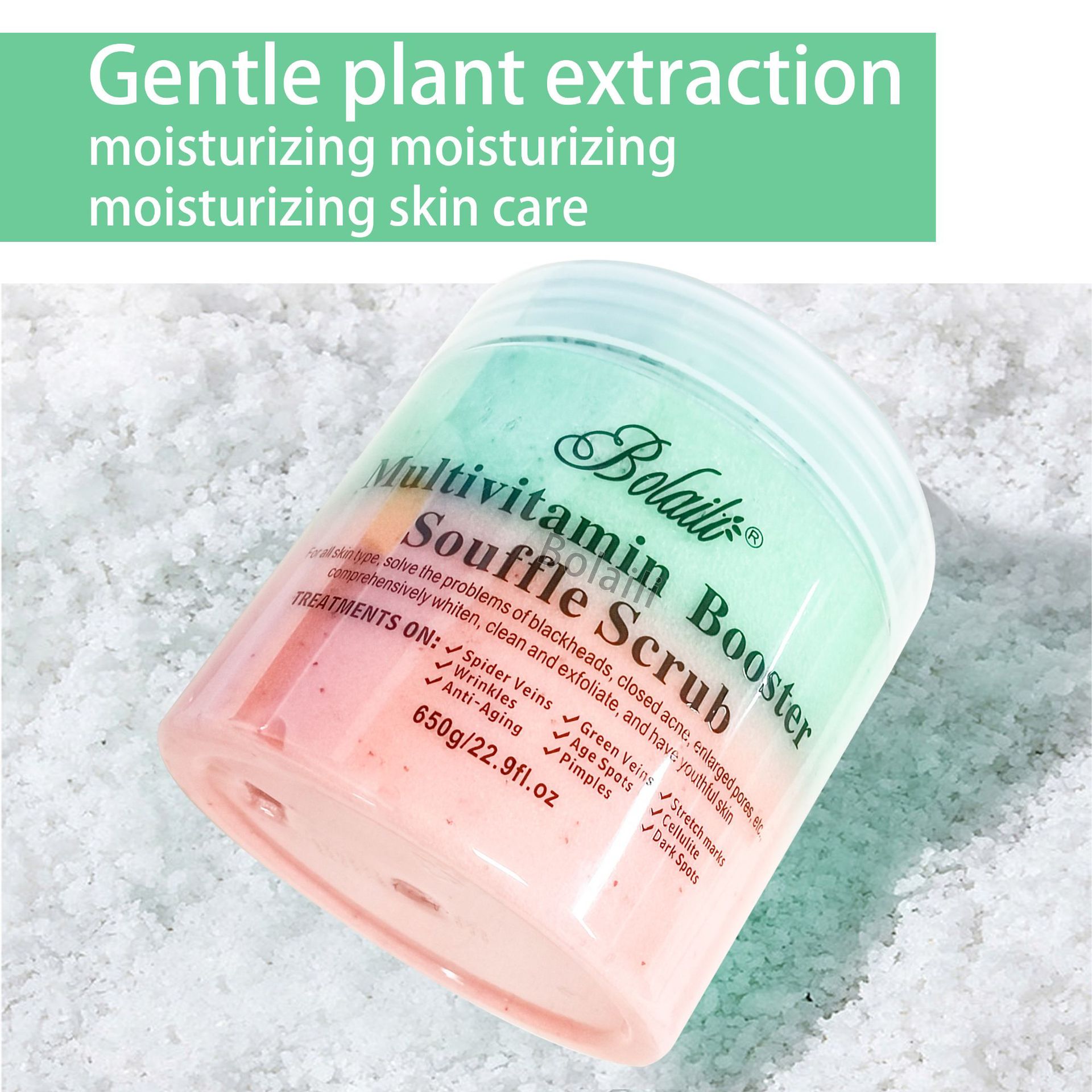 Cross-border dual-color flower and fruit tea ice cream Scrub Sea Salt Scrub Body Scrub Salt Bath Salt Wet Salt 650g wholesale details Picture