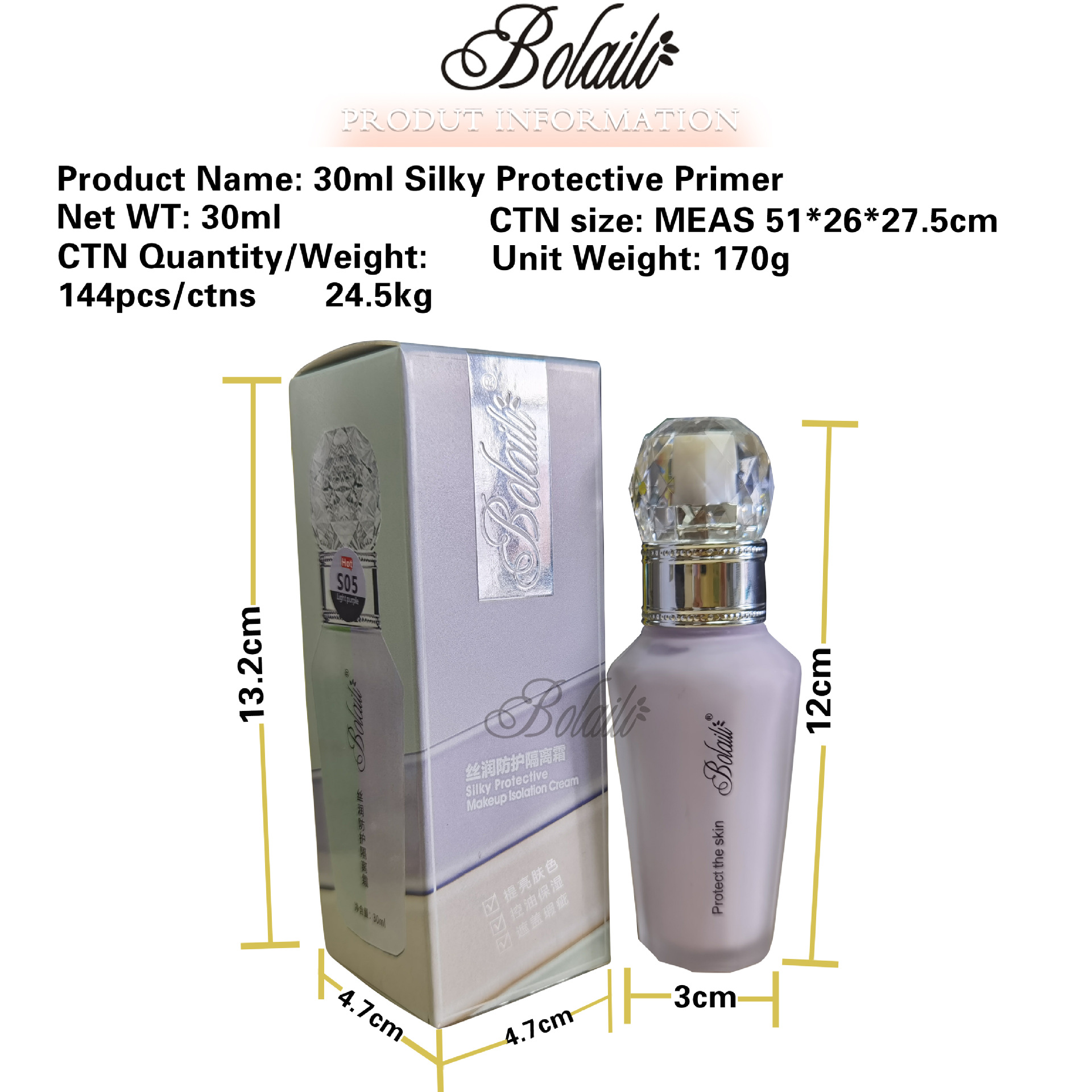 Cross-border Crystal Diamond Silk Moisturizing Protective Isolation Cream Hydrating, Moisturizing and Brightening Three-in-one Natural Cream Concealing and Nourishing Lazy Cream Item Picture